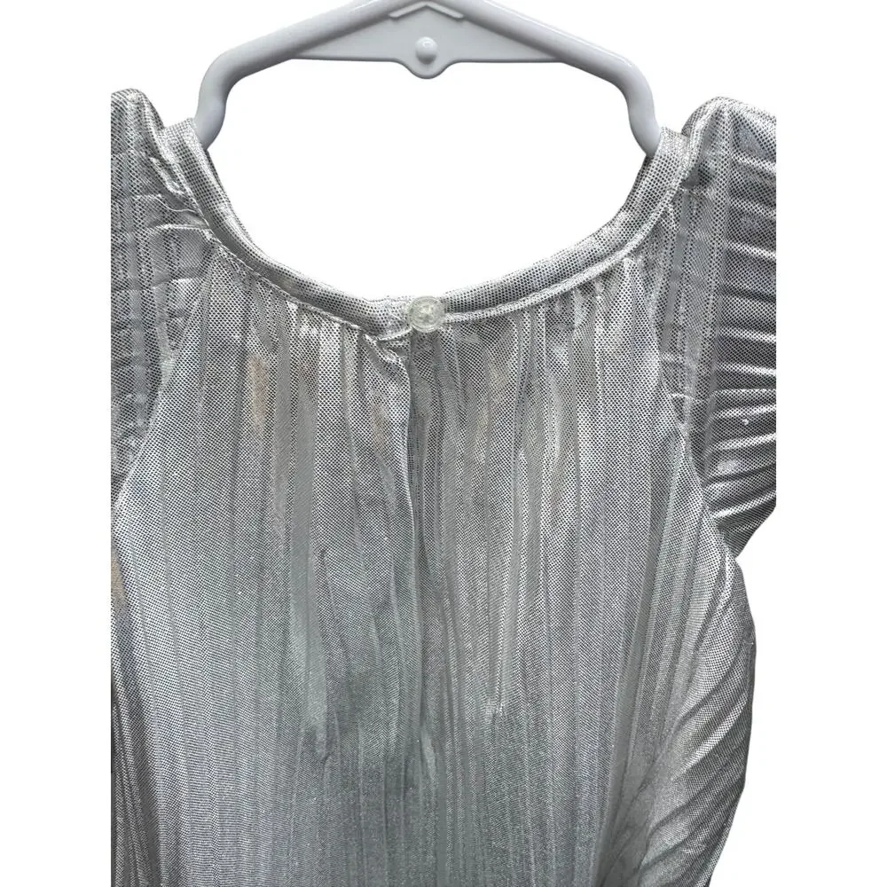 Copied - OshKosh B'gosh Toddler Girl 2T Silver Metallic Foil Pleated Dress NWT